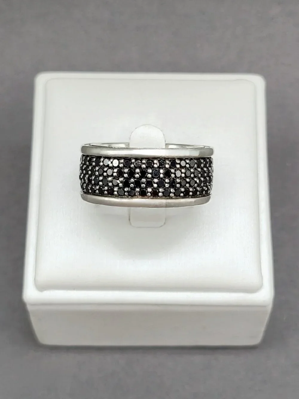 David Yurman Streamline Four Row Ring w/ Pavé Black Diamonds - Size 10 - RARE